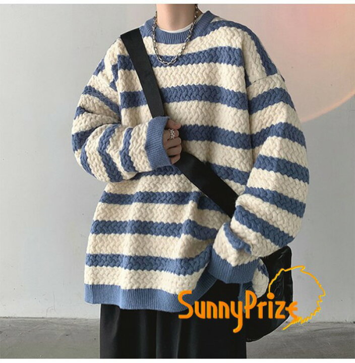 楽天市場】ニット セーター メンズ 4カラー ボーダー柄 可愛い 長袖  