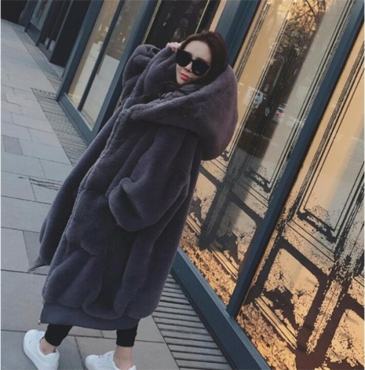 楽天市場】【サイズ有XS/S/M/L/XL】フード付きファーコート レディース 
