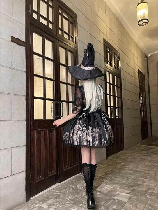 楽天市場】ワンピース ロリータ ハロウィン 魔女風 レトロ風 ショート 