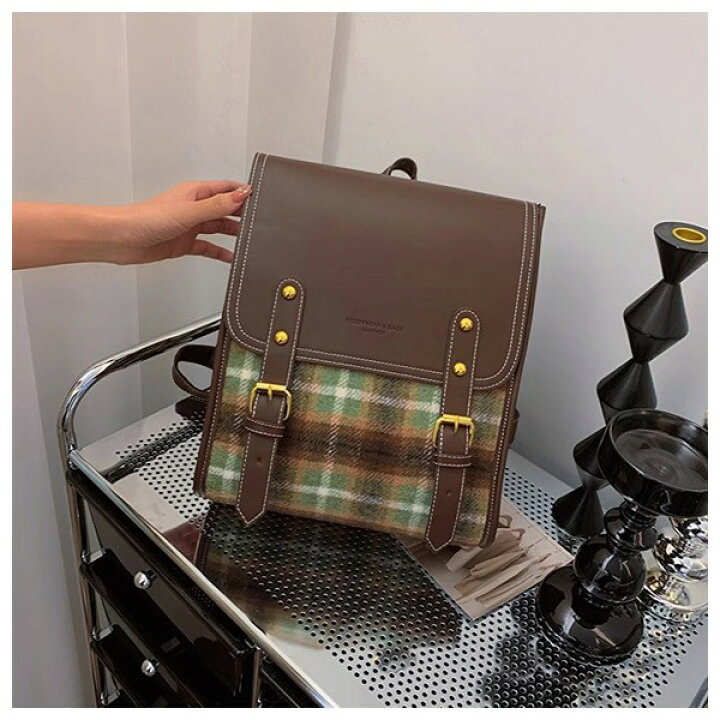 楽天市場】バックパック レディース スクエア 四角 チェック柄  