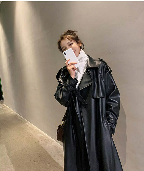 楽天市場】PU フェイクレザート レザージャケット ロングジャケット 
