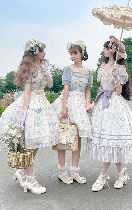 楽天市場】ロリータ 森ガール ワンピース Aライン Lolita パフスリーブ  