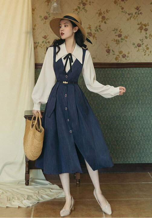 楽天市場】ジャンパースカート シャツ ストライプ レディース ロング  