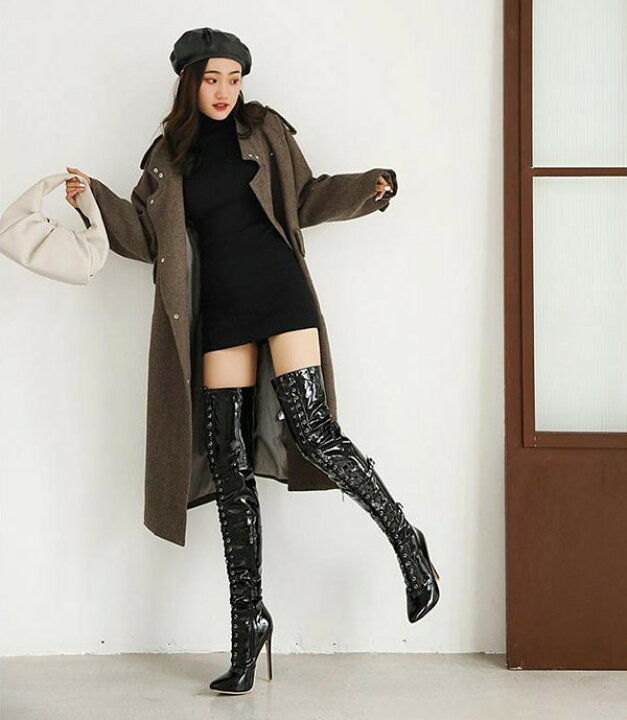 楽天市場】ロングブーツ ニーハイブーツ ヒール12cm ピンヒール ブーツ  