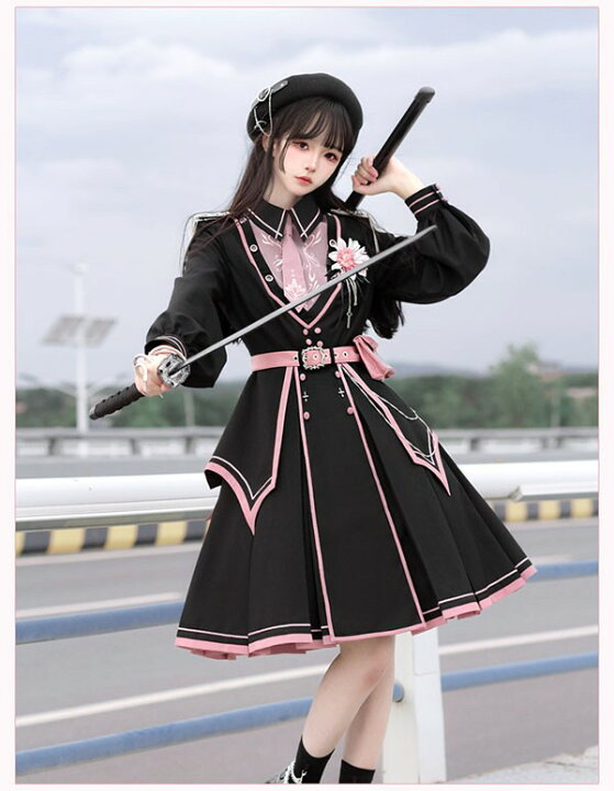 楽天市場】ミニロリ 軍服ロリータ ゴスロリ フルセット ワンピース 