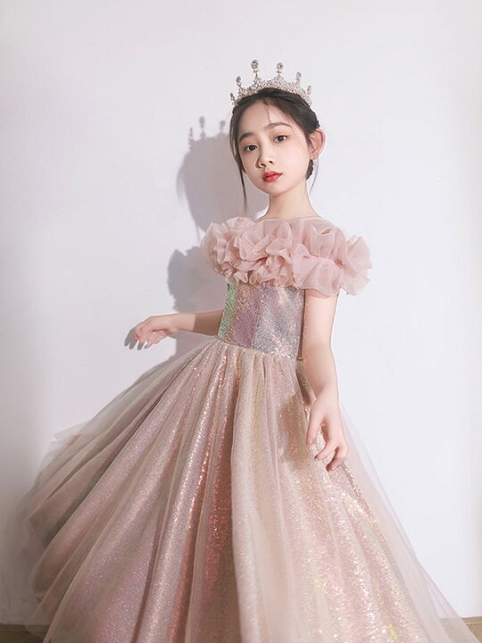 楽天市場】子供ドレス ピンク ワンピース 花柄 ロングドレス ピアノ  
