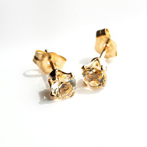 STADZ シトリンの4本爪スタッドピアス 14KGF 天然石サイズ約4mm ゴールドカラー 両耳用 天然石 日本製 パワーストーン レディース 女性用 誕生日 プレゼント ギフト 20代 30代 40代 50代 【楽天倉庫