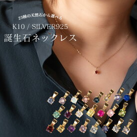 誕生石ネックレス レディース 金属アレルギー対応 K10 シルバー925 サージカルステンレス ガーネット アメジスト アクアマリン ダイヤモンド エメラルド ムーンストーン ルビー ペリドット サファイア オパール トパーズ シトリン タンザナイト ラピスラズリ アイオライト