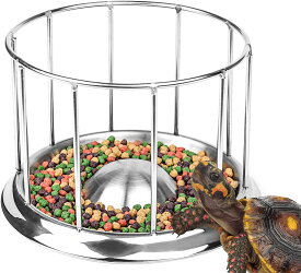 給餌ボウル 亀 かめのえさ 摂食皿 食器 爬虫類 ペットボウル 不銹鋼 給餌用具 円型ケージ 餌入れ 水入れ 多機能 陸亀 半水亀 食糧 科学的摂食 自動給水器(XS)