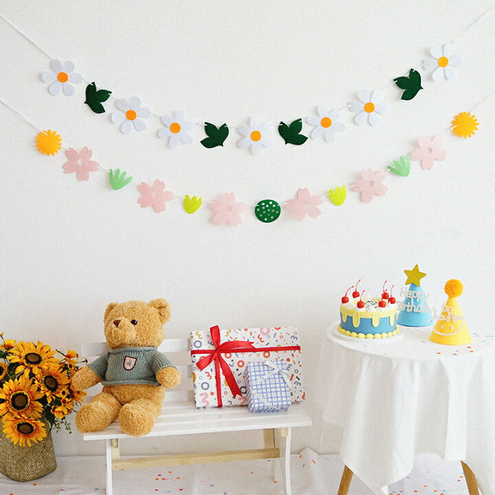 楽天市場 3本 ガーランド 誕生日 飾り付け 春 桜 ひまわり 雛菊 飾り ひな祭り バースデー ガーランド インテリア 花 おしゃれ 飾り 子供部屋飾り 撮影小道具 飾りセット Be Happy サプライズ バースデーガーランド デコレーション お祝い 部屋 装飾 女の子 男の子
