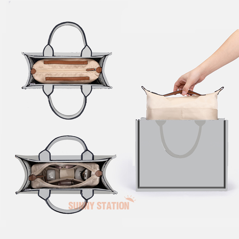 バッグインバッグ ディオール DIOR BOOK TOTE対応 軽量 自立  チャック付き 小さめ 大きめ バッグの中 整理 整頓 通勤 旅行バッグ