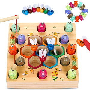 釣りおもちゃ 木製釣りゲーム 教育おもちゃ 釣り棒 教育おもちゃ 木製おもちゃ 子供の磁石のおもちゃ ギフト 誕生日と入場のお祝い クリスマスギフト 新年のギフト