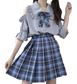 JK 制服 コスプレ S〜6L 大きいサイズ 肩出し セクシー スクール制服 上下 セーラー服 学生服 可愛い コスチューム LL 2L 3L 4L 5L 6L レディース メンズ 女性 男性 男女兼用 コスプレ衣装 プリーツ スカート ネクタイ 黒 赤 緑 紫 青 学生服