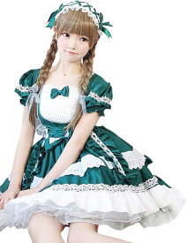 ロリータ ドレス M~6L 大きいサイズ コスプレ メイド服 衣装 ワンピース 長袖付き ゴシック コスチューム 黒 赤 ピンク ライトブルー 水色 ゴスロリ フリル ヘッドドレス ゆったり ぽっちゃり サイズ フィッシュテール 仮装 LL 2L 3L 4L 5L 6L ハロウィン 仮装 パーティー