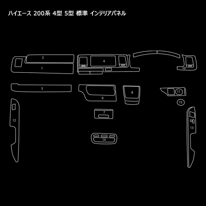 楽天市場】ハイエース 200系 4型 5型 標準 インテリア パネル 艶消し 