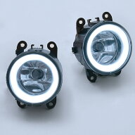 ジムニー JB64W JB74W JC74W ホワイト LED ファイバー イカリング付き H8 フォグランプ 左右セット ガラ…
