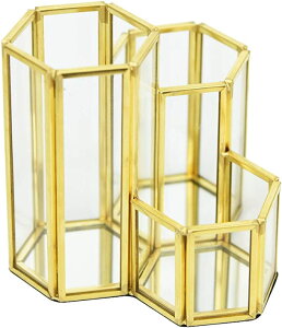 クロス メイクケース ブラシスタンド メイクブラシ ペン立て 口紅 ネイル 綿棒 文房具 クリアガラス シンプル お洒落