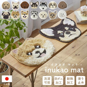 洗える イヌカオ チェアパッド 防ダニ 日本製 床暖対応 カーペット マット 玄関マット 絨毯 フックマット イヌ 犬 いぬ おしゃれ 可愛い ウォッシャブル 滑り止め オールシーズン ホットカー