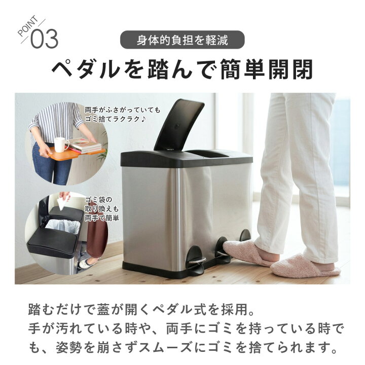 楽天市場 ゴミ箱 45リットル 3分別 15l 3 分別 ペダル開閉式 ふた付き ステンレス ダストボックス 足踏み式 完成品 非接触 ウィルス対策 衛生的 45l 新生活 一人暮らし おしゃれ 分別用ゴミ箱 Sunruck サンルック Sr Mhs292 シルバー Sunruck Direct