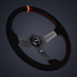 DND Performance Interior スウェード カーボンスポーク レッドステッチ  350mm 35φ 60mmディープ ステアリング ハンドル USDM ドリフト サーキット スタンス