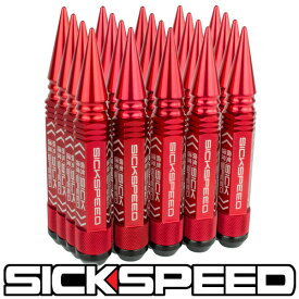 SICKSPEED　3Pハイブリッドナット　スパイク　ロングタイプ　128mm　レッド　赤　16本　20本　24本　スパイクナット ホイールナット ホイールボルト スチールナット アルミナット ロックナット 3分割 シックスピード　12x1.5 12x1.25 1/2-20 14x1.5 14x2.0