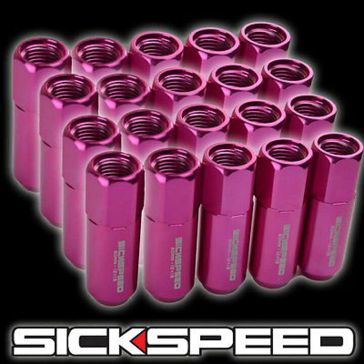 楽天市場】SICKSPEED アルミロングナット ピンク 20本 M12xP1.5 60mm  