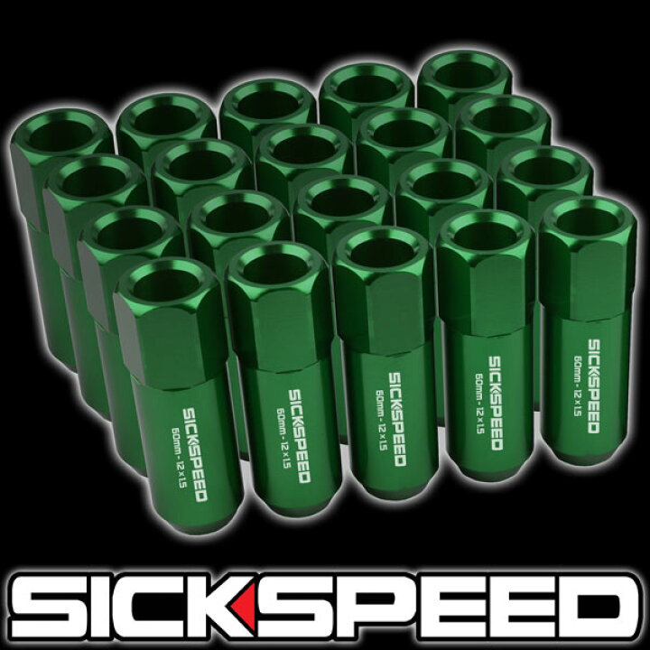 楽天市場】SICKSPEED アルミロングナット グリーン 20本 M12xP1.25 