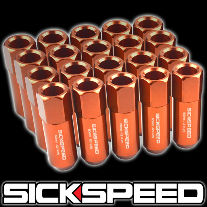 楽天市場】SICKSPEED アルミロングナット オレンジ 20本 M12xP1.25 