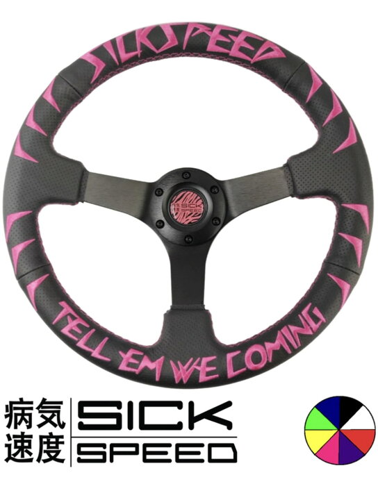 楽天市場】SICKSPEED ピンクステッチ パンチングレザー ステアリング 