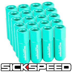 SICKSPEED　アルミロングナット　ミンティ　20本　M12xP1.5　60mm　アルミナット　ホイールナット　ミントグリーン　ティファニーブルー　シックスピード　病気速度　USDM　JDM