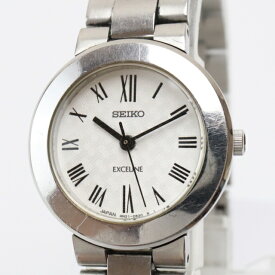【中古】 M646T セイコー エクセリーヌ 4N21 1200 クオーツ腕時計 レディース ローマン文字盤 銀色 純正ベルト