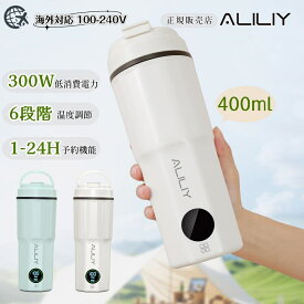 電気ケトル ポータブル 海外対応 電圧100-240V 携帯 湯沸かしケトル 小型 6段階温度調節 1-24H予約機能 保温 400ml トラベルケトル ステンレス 二重構造 旅行 一人用 ギフト メーカー保証 防災グッズ アウトドア コンパクト 電気ポット コーヒー 持ち運び