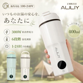【エントリー5倍】電気ケトル ポータブル 海外対応 電圧100-240V 携帯 湯沸かしケトル 小型 6段階温度調節 1-24H予約機能 保温 400ml トラベルケトル ステンレス 二重構造 旅行 一人用 ギフト メーカー保証 防災グッズ アウトドア コンパクト 電気ポット コーヒー 持ち運び