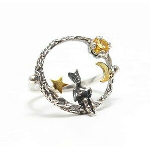 【Utopic】SV925 銀製 星の王子さま フルムーン リング 満月 シトリン付 指輪 ハンドメイド 手作り ルーマニア製 カジュアル☆11号【925スターリング】【シルバー】【指輪】【星の王子さま】【