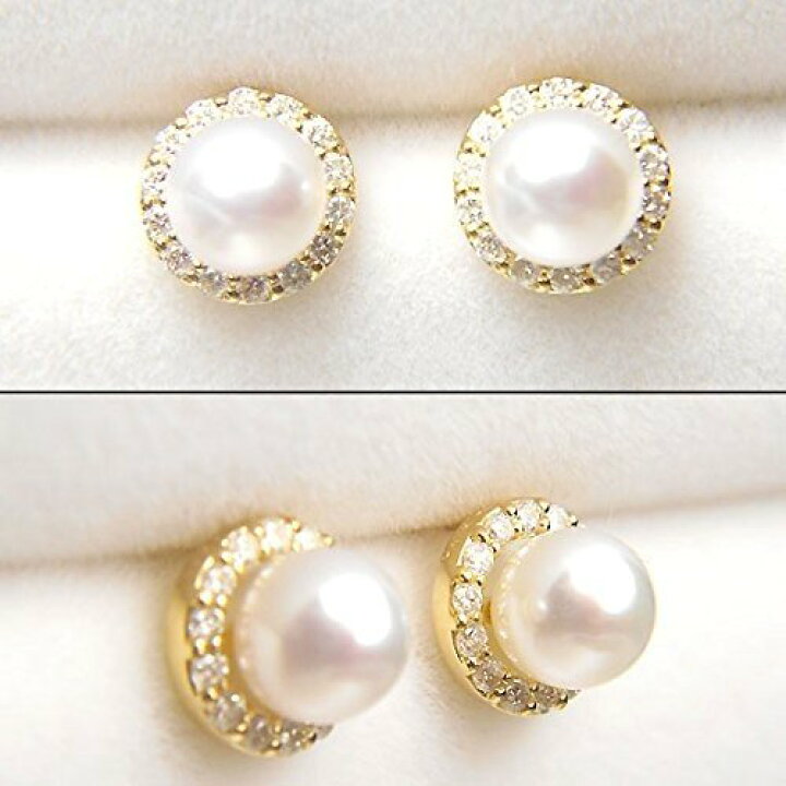 楽天市場】【18金】K18YG 0.08ct アコヤ真珠ダイヤピアス【アコヤ