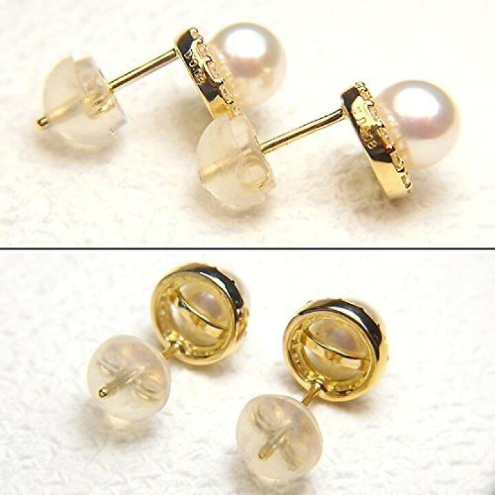 楽天市場】【18金】K18YG 0.08ct アコヤ真珠ダイヤピアス【アコヤ