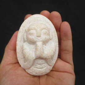 丸い おじぞうさん かわいい 癒しのお地蔵さん 玉子型 たまご 置物 地蔵 大理石 マーブルオレンジ【 全国送料無料】！