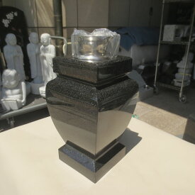墓石 花立 花瓶 インド産黒御影石 ステンレス 花筒 ペット墓にも 工事不要 置くだけ みかげ石 1個 送料無料！