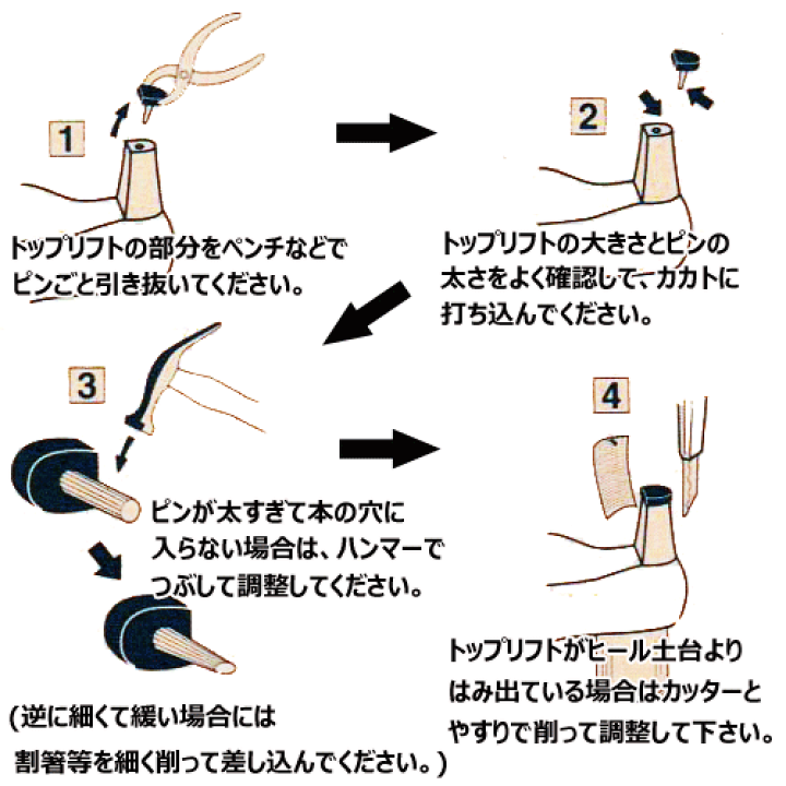 楽天市場】耐久強化 足つきリフト 1足分【靴 ヒール 交換 リフト
