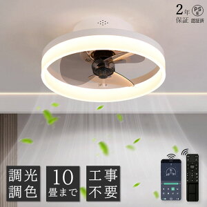 【2年保証】シーリングファンライト DCモーター LED おしゃれ 北欧 電気 シーリングファン オシャレ 照明器具 6畳 8畳 10畳 調光調色 ファン付き照明 風量調節 空気循環 静音 軽量 シーリングラ