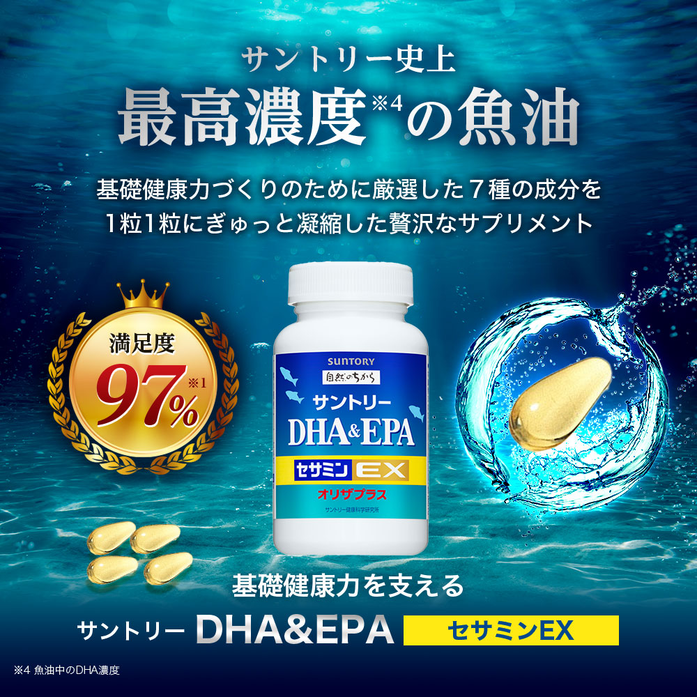 楽天市場】サントリー 公式 DHA&EPA＋セサミンEX オメガ3脂肪酸 DHA ...