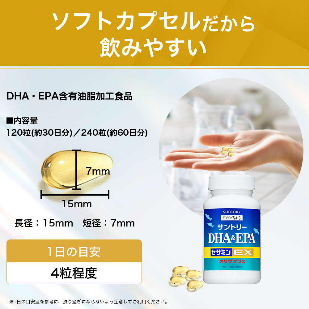 楽天市場】サントリー 公式 DHA&EPA＋セサミンEX オメガ3脂肪酸 DHA 