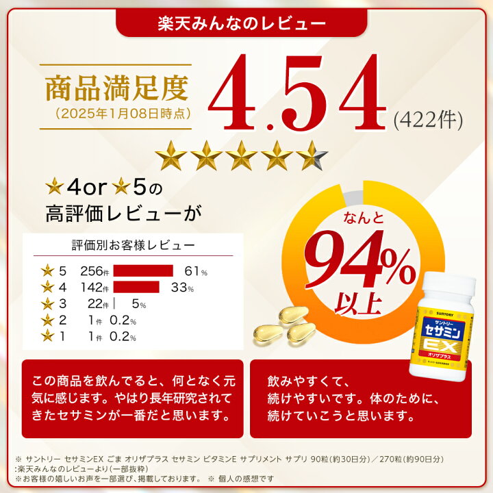 楽天市場】サントリー 公式 セサミンEX ごま オリザプラス セサミン  