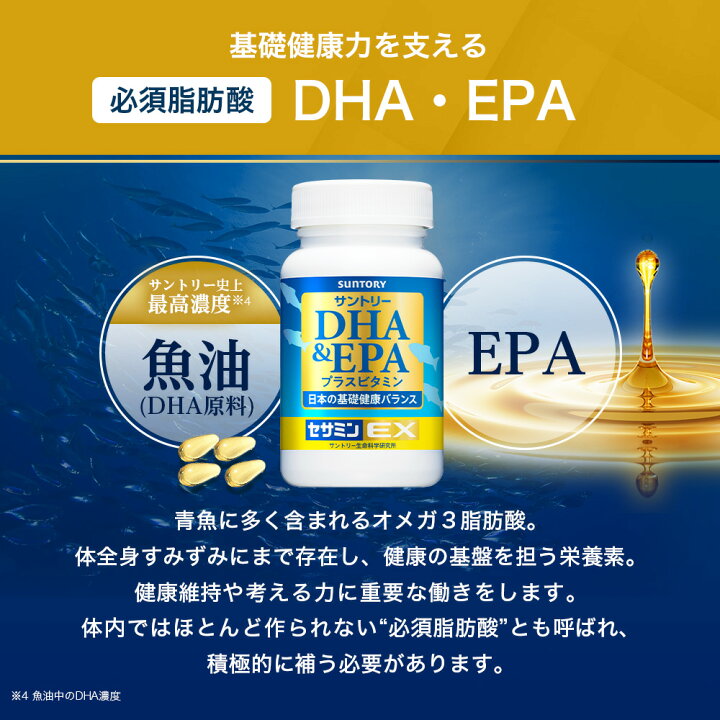 楽天市場】サントリー 公式 DHA&EPA＋セサミンEX オメガ3脂肪酸 DHA 