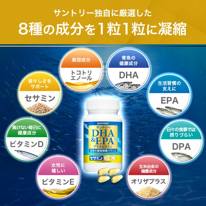 楽天市場】サントリー 公式 DHA&EPA＋セサミンEX オメガ3脂肪酸 DHA 