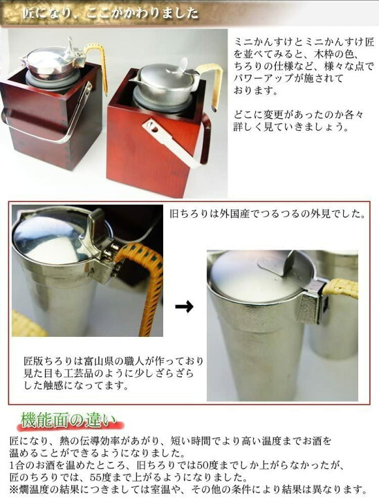 楽天市場】TAKUMI×能作 燗酒通の最高峰酒器 日本製 卓上日本酒燗付器 