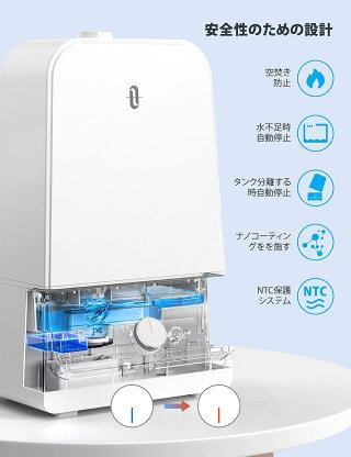 加湿器TaoTronics超音波式加湿器大容量6.0L特許取得の26db超静音デザイン高さ1Mミスト空焚き防止60時間連続加湿LEDライト付き14.5-24畳対応省エネTT-AH025ホワイト