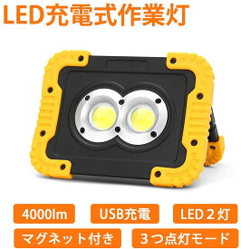 【ランキング入賞】SUNVIC LED 投光器 充電式 20W高輝度 4400mAH大容量 コードレス 作業灯 ワークライト 360度折り畳み式 夜釣り USBポート付 スマホ充電 モバイル電源 アウトドア 防災グッズ 緊急照明 キャンプ 非常灯 COBチップ