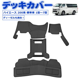 ＼お買い物限定セール・15%オフあり!／SUNVIC ハイエース 200系 デッキカバー フロント リア 一体式 分離式 シートカバー エンジンルームカバー 1型 2型 3型 4型 5型 6型 7型 フロアカバー エンジンルーム 断熱 傷防止 汚れ 防止 ブラック PVC 内装パーツ レザー