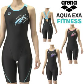 アリーナ arena フィットネス水着 レディース ワンピーススパッツ オープンバック ハーフレッグ ひっかけパッド付き アクアエクサ AQUA EXA AS4FWF04W